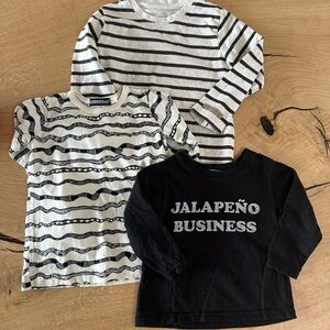Black and White Long Sleeve Tees with Stripes